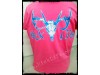 Womens Hot Blue Deer Skull Short Sleeve Tee